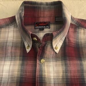ROPER LS All Cotton Western Styled Light Wt Flannel Shirt